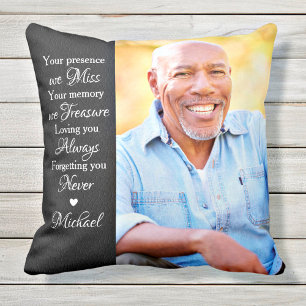 Modern Memorial Sympathy Remembrance 2 Photo Throw Pillow