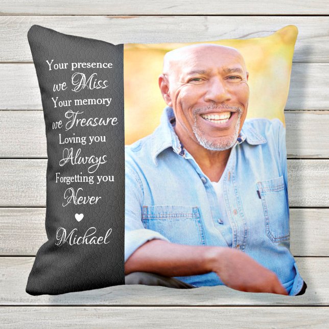 Modern Memorial Sympathy Remembrance 2 Photo Throw Pillow (Creator Uploaded)