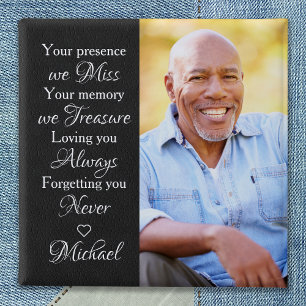 Modern Memorial Sympathy Remembrance Photo Button