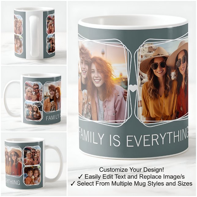 Modern Memory 6 Photos Collage Template Gray C13 Coffee Mug (Creator Uploaded)