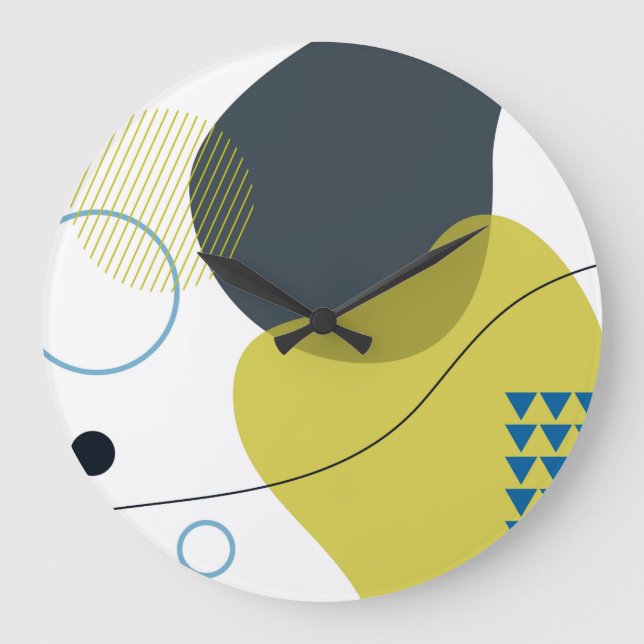 Modern, Memphis, cool, unique, trendy illustration Large Clock (Front)