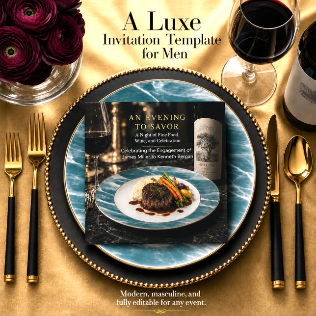 Modern Men Engagement Dinner  Invitation (Creator Uploaded)