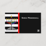 Modern Menorah Business Card<br><div class="desc">This eye-catching business card features a colorful lit menorah over bold black-and-white stripes.  Opposite side is coordinated.  ~ karyn</div>