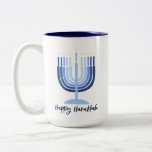 Modern Menorah Designed Hanukkah  Mug<br><div class="desc">Modern design menorah with "Happy Hanukkah" on 15oz Mug. Two-sided printing with backside menorah. Dishwasher safe.</div>