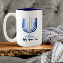 Modern Menorah Designed Hanukkah Mug
