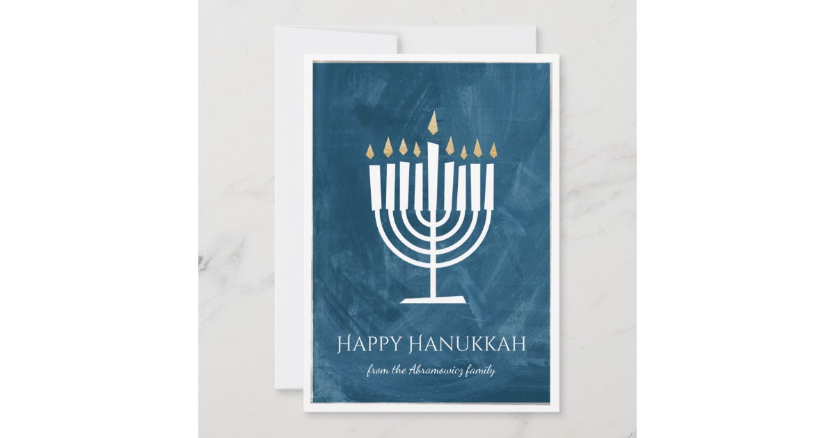 Modern Menorah Hanukkah Card with Photo Backer | Zazzle