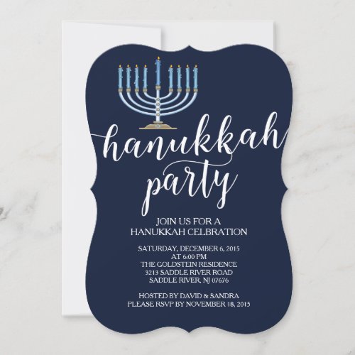 Modern Menorah Hanukkah Celebration Invitation