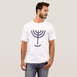 Modern Menorah Navy Gold T-Shirt<br><div class="desc">Modern Minimal Menorah design printed in navy and gold. The candelabra is a simple minimalist design in navy blue with faux foil rounded flame tips. This is a seven branched Menorah.</div>