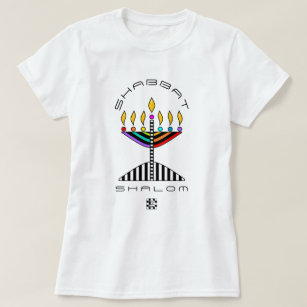 Modern Menorah Shabbat Shalom T-Shirt