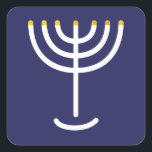 Modern Menorah White Navy Gold Graphic Square Sticker<br><div class="desc">Hebrew Menorah Sticker. Navy,  White,  Gold. Transferable and customisable.</div>