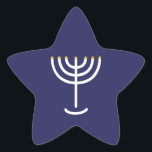 Modern Menorah White Navy Gold Graphic Star Sticker<br><div class="desc">Hebrew Menorah Sticker. Navy,  White,  Gold. Transferable and customisable.</div>