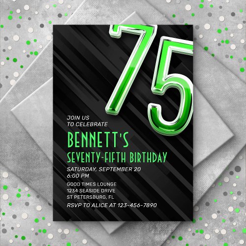 Modern Mens 75th Birthday Invitation