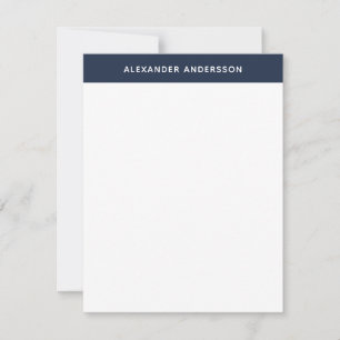 Modern Men's Blue Personalized Correspondence Note Card