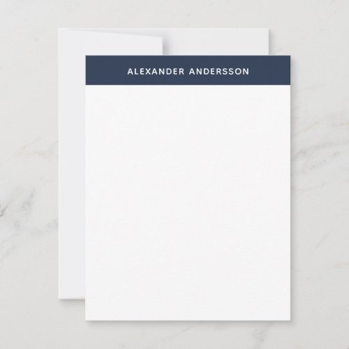 Modern Mens Blue Personalized Correspondence  Note Card