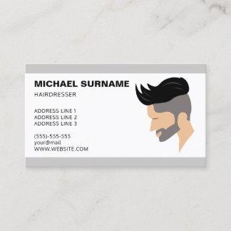 Modern Men's Hair Illustration Hairdresser Barber Business Card
