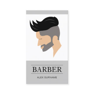 Modern Men's Hair Style Illustration Gray Barber Business Card