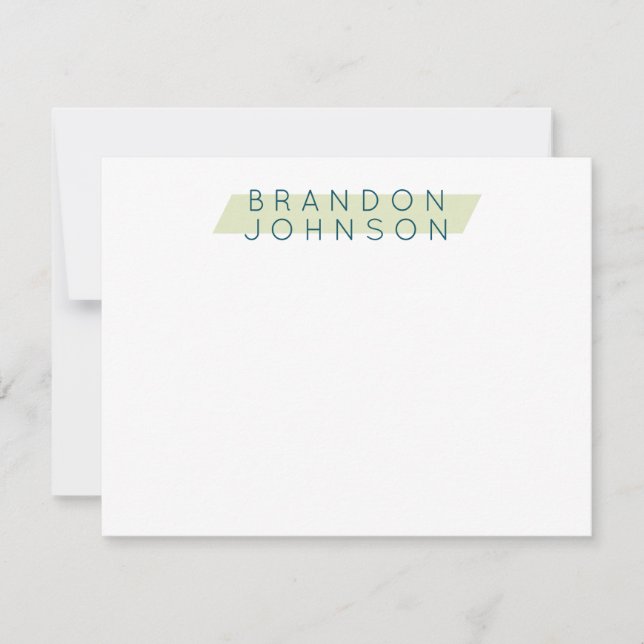 Modern Mens Personalized Note Card (Front)