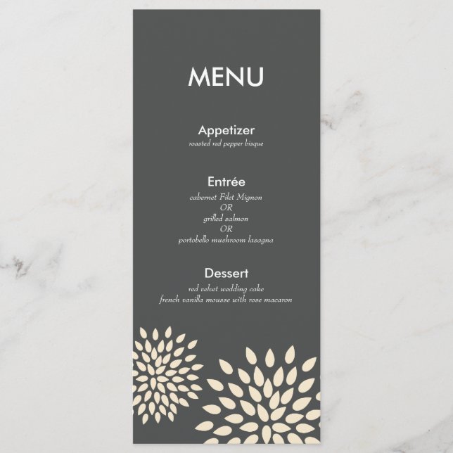 Modern Menu Card // Posh Petals // Vanilla (Front)