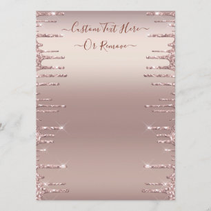 Modern Menu Rose Gold Blush Glitter Sparkle Drips