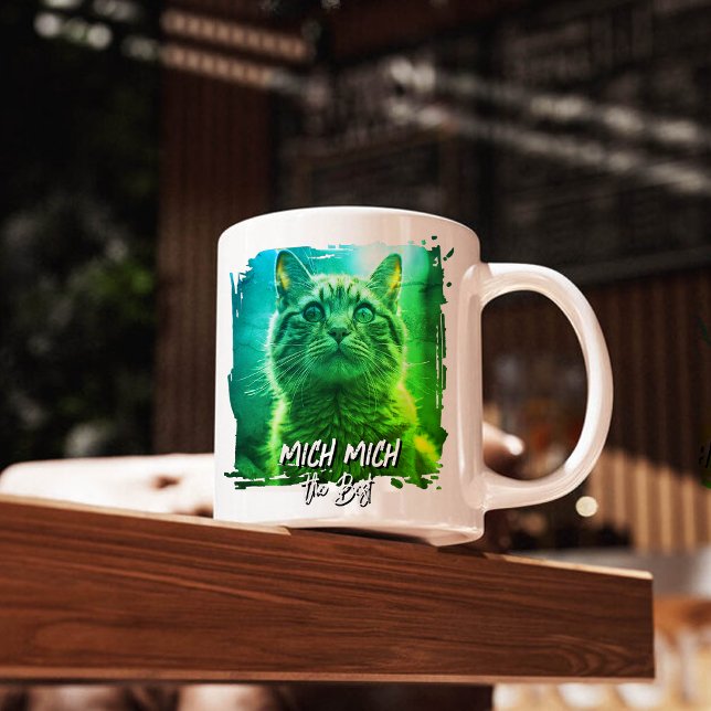 Modern Meow Frame – Personalized Cat Name Photo Coffee Mug (Creator Uploaded)