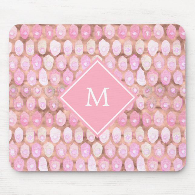 Modern Mermaid | Glam Pink with Monogram Mouse Pad (Front)