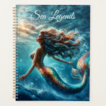 Modern mermaid gradient water gradient cool  planner<br><div class="desc">A beautiful mermaid girl with a beautiful scaly tail swims in the ocean,  underwater life and fantasy in bright colors with a predominance of blue shades. (PLEASE! - See also other new collections for more choices)</div>