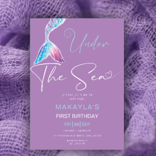Modern Mermaid Under the Sea Birthday Invitation