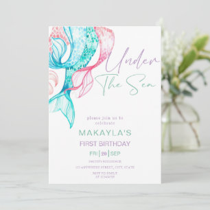 Modern Mermaid Under the Sea Birthday Invitation