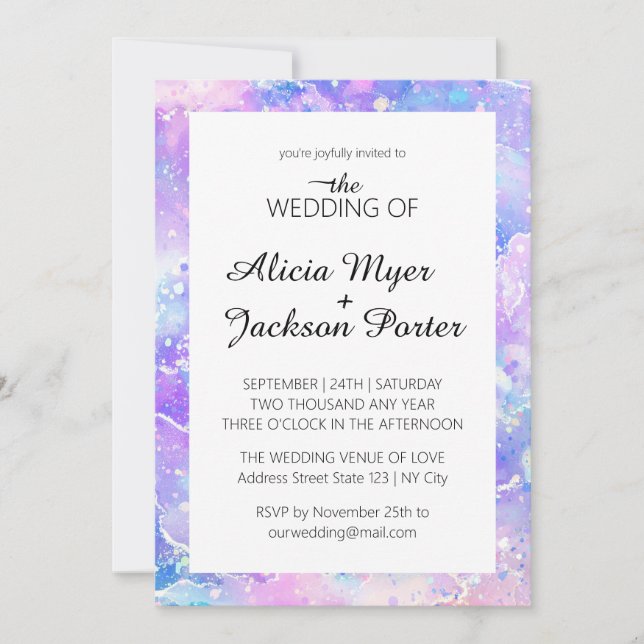 Modern Mermaid Watercolor Wedding Invitation  (Front)
