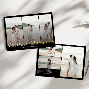 Modern Merriest Christmas Couples Photo Foil Holiday Card