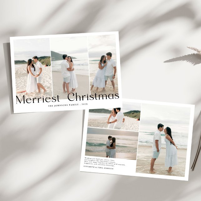 Modern Merriest Christmas Couples Photo Holiday Card (Creator Uploaded)