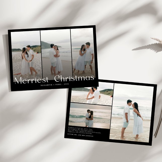 Modern Merriest Christmas Couples Photo Holiday Card (Creator Uploaded)