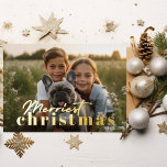 Modern Merriest Christmas Minimal 1 Photo Elegant Foil Holiday Card<br><div class="desc">Celebrate the joy and togetherness of the holiday season with our exquisite Family Photo Christmas Card. Capture your cherished moments in a stunning full-family photograph, elegantly adorned with modern typography in real foil that adds a touch of sophistication. Our card not only preserves your special memory but also conveys your...</div>