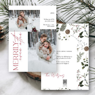 Modern Merrily Ever After Wedding 2 Photo Holiday Card