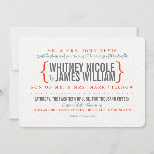 Modern Merriment Wedding Invitation 5" X 7" Invitation Card