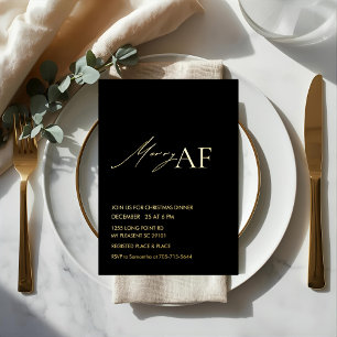 Modern Merry AF Christmas Party Foil Invitation