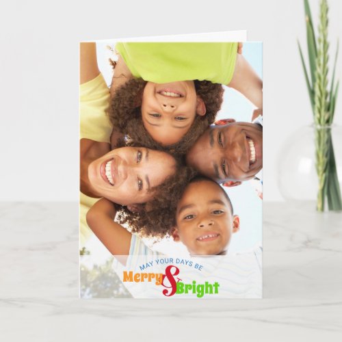  Modern Merry and Bright 2 Photo Colorful Lights Holiday Card