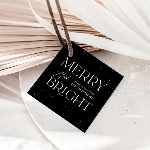 Modern Merry and Bright Black Holiday Favor Tags