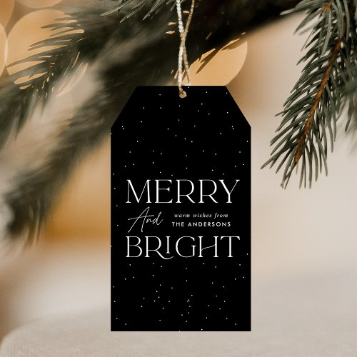 Modern Merry and Bright Black Holiday Gift Tags