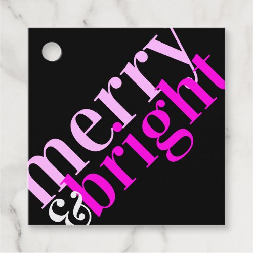 Modern Merry and Bright Black  Pink Favor Tags