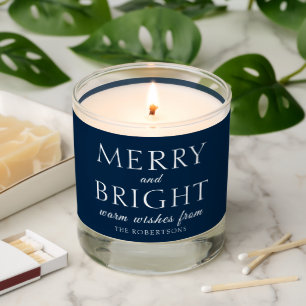 Modern Merry and Bright Blue Holiday Scented Candle