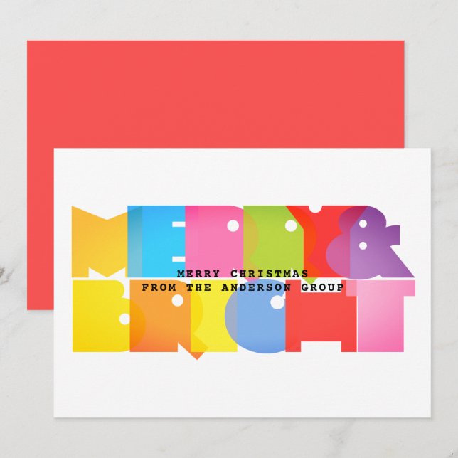 Modern Merry And Bright Business Christmas Holiday Card (Front/Back)