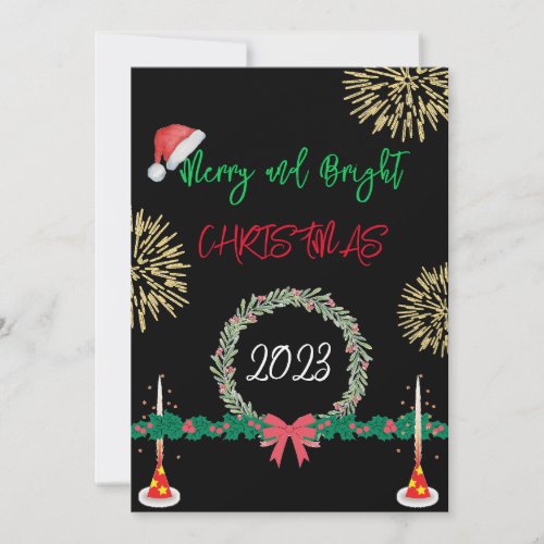 Modern Merry And Bright Christmas 2023 fun Holiday Card