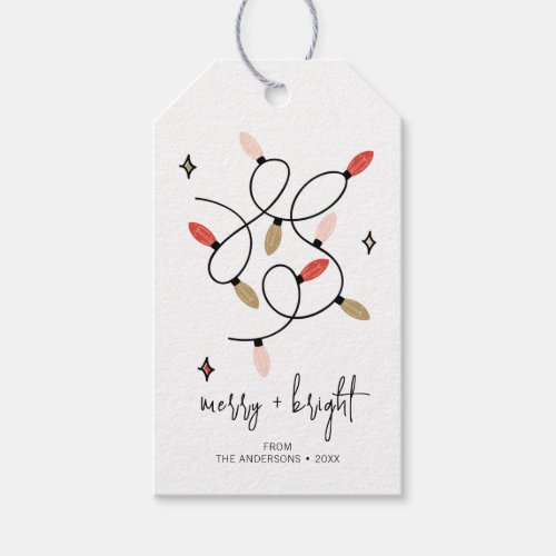 Modern Merry and Bright Christmas Lights Gift Tags