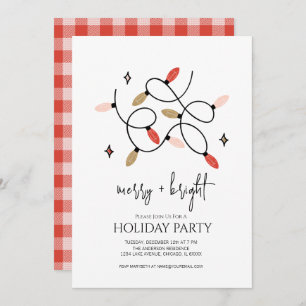 Modern Merry and Bright Christmas Lights Holiday Invitation