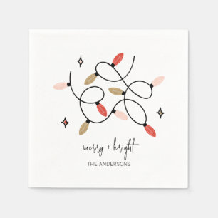 Modern Merry and Bright Christmas Lights Holiday  Napkins