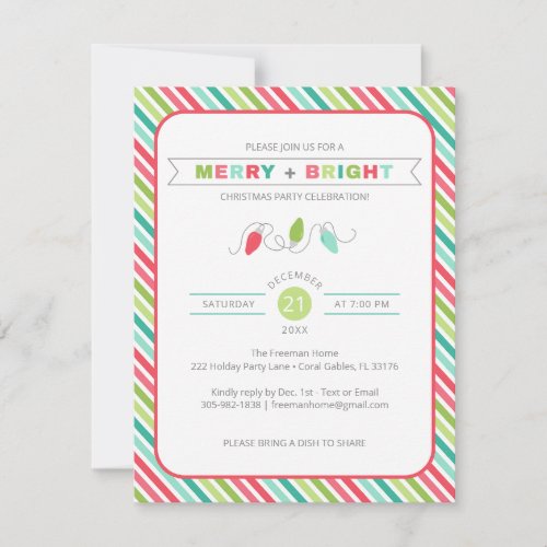 Modern Merry and Bright Christmas Party Invitation