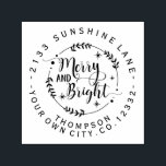 Modern Merry and Bright Christmas Script Monogram Self-inking Stamp<br><div class="desc">Modern and stylish Merry Christmas holiday return address stamper! It features script writing and winter holiday ornamental accents. Use Customize tool to add your info,  initial and maybe you have to tweak to fit. Add a space between letters and double space between words for this "look".</div>