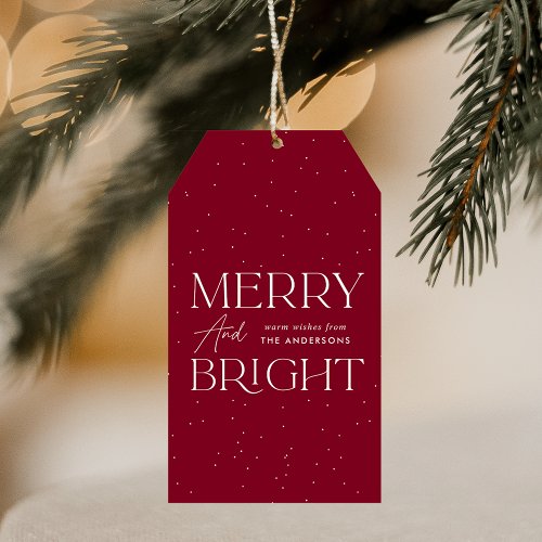 Modern Merry and Bright Cranberry Holiday Gift Tags