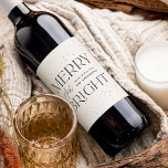 Modern Merry and Bright Cream Holiday Wine Label<br><div class="desc">Modern Christmas wine label featuring "Merry and Bright" in black lettering and vanilla cream background with subtle black dots. Personalize the cream holiday wine label with your custom greeting and family name in black lettering.</div>